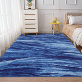Garvee Abstract Navy Blue 9x12 Rug, Machine Washable Stain Resistant Non-Slip Carpet for Living Room & Bedroom | Modern Accent Decor - Navy Blue