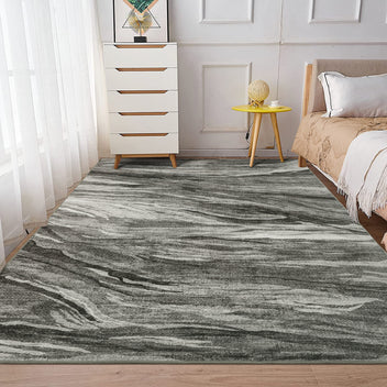 Garvee Washable Rug 8x10 Abstract Area Rug Large Modern Area Rug Stain Resistant Non-Slip Accent Rug Abstract Floor Cover Carpet Rug for Living Room Decor, Grey
