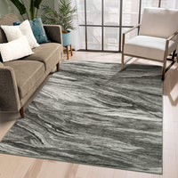 Garvee Washable Rug 8x10 Abstract Area Rug Large Modern Area Rug Stain Resistant Non-Slip Accent Rug Abstract Floor Cover Carpet Rug for Living Room Decor, Grey