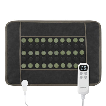 Garvee Far Infrared Heating Pad for Back Pain Relief, Natural Jade & Tourmaline Heating Pad,  Therapy Pads for Neck Shoulders and Period Cramps, Auto Shut Off , LCD Display 32" X 21" (Black)