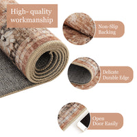 Garvee Vintage Washable Area Rug Non Slip Non Shedding Floral Soft Throw Rug for Bedroom Living Room Brown 4 ft x 6 ft