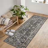 Garvee 2x6 Black Washable Runner Rug Distressed Print - Non Slip Doormat for Entryway Front Door, Kitchen Hallway Floor Mat, Easy Clean Indoor Outdoor Carpet, Vintage Style Low Pile - Black
