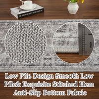 Garvee Grey Distressed Print Area Rug 8x10 Washable Low Pile - Large Modern Living Room Carpet, Statement Floor Rug Non Slip Easy Clean, for Contemporary Dining Bedroom