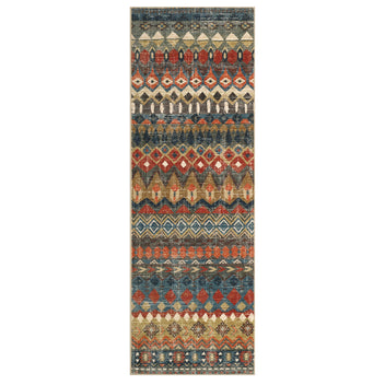 Garvee Boho Multicolor 2x6 Runner Rugs, Washable Distressed Geometric Printed Hallway Rug, Non-Slip Low Pile Area Rugs, Foldable Non-Shedding Carpet Runner for Kitchen, Laundry, Entryway