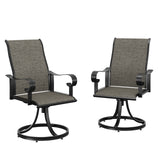 Garvee Patio Swivel Chairs Set of 2, Outdoor Swivel Rocker Dining Chairs with All Weather Textilene High Back & Metal Frame, for Backyard Deck Lawn Garden, Brown