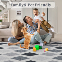 Garvee 8x10 Geometric Area Rug – Washable Non-Slip Modern Abstract Low Pile Carpet for Living Room, Bedroom & Dining Room, Gray