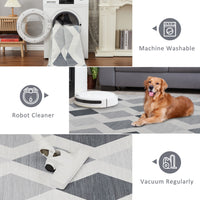Garvee 8x10 Geometric Area Rug – Washable Non-Slip Modern Abstract Low Pile Carpet for Living Room, Bedroom & Dining Room, Gray
