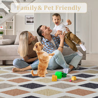 Garvee 2x6 Geometric Area Rug – Washable Non-Slip Modern Abstract Low Pile Carpet for Living Room, Bedroom & Dining Room, Camel Brown