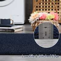 Garvee Runner Rug Modern Solid Textured Washable Hallway Runner Rug, Non-Slip Stain Resistant Area Rug Contemporary Weaving Kitchen Mat Floor Cover Carpet for Doorway Bedside, 2' x 6', Navy