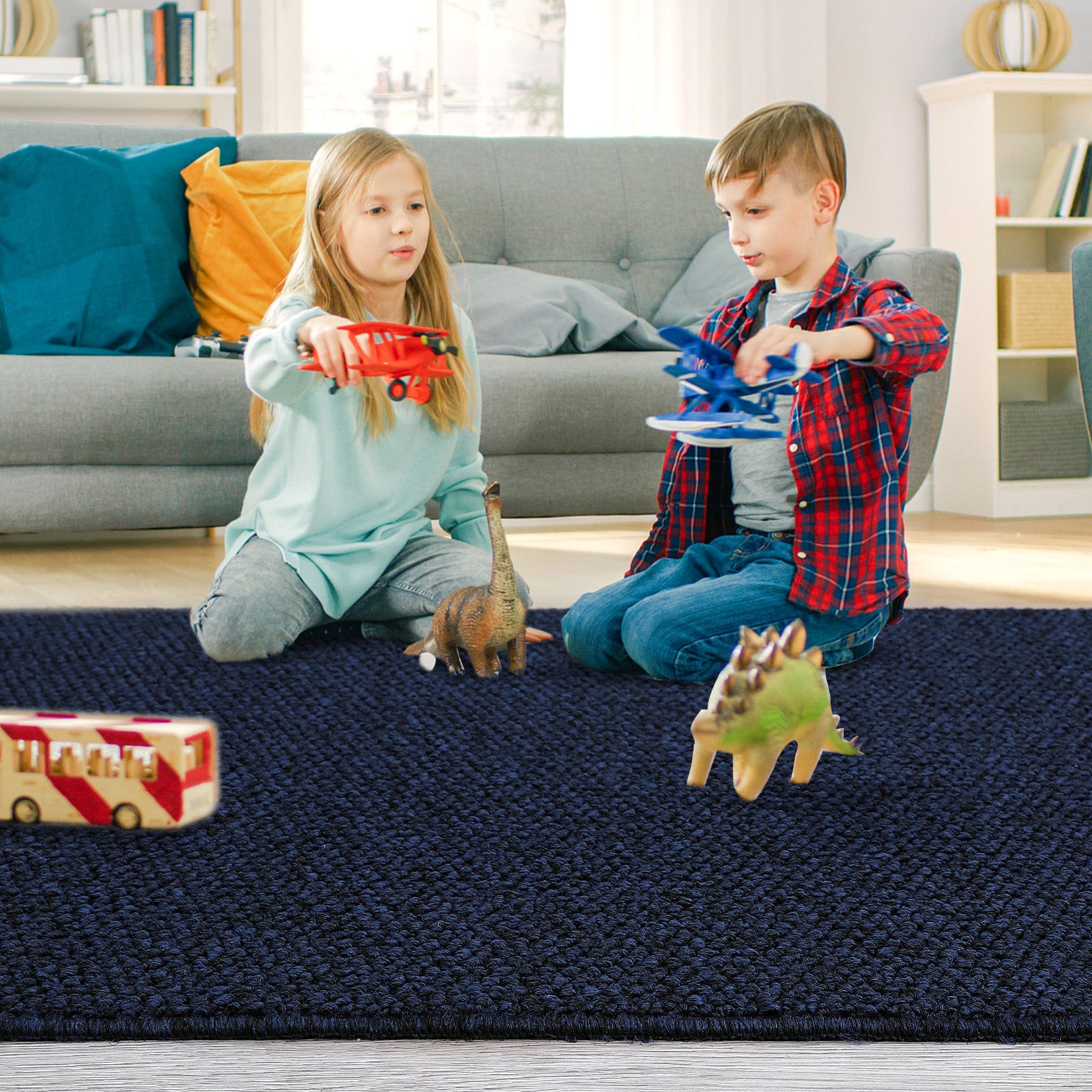Garvee Runner Rug Modern Solid Textured Washable Hallway Runner Rug, Non-Slip Stain Resistant Area Rug Contemporary Weaving Kitchen Mat Floor Cover Carpet for Doorway Bedside, 2' x 6', Navy