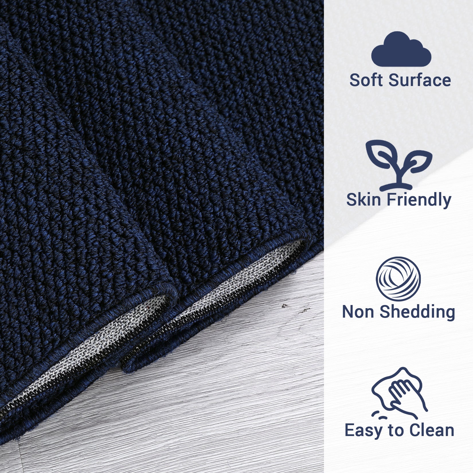 Garvee Runner Rug Modern Solid Textured Washable Hallway Runner Rug, Non-Slip Stain Resistant Area Rug Contemporary Weaving Kitchen Mat Floor Cover Carpet for Doorway Bedside, 2' x 6', Navy