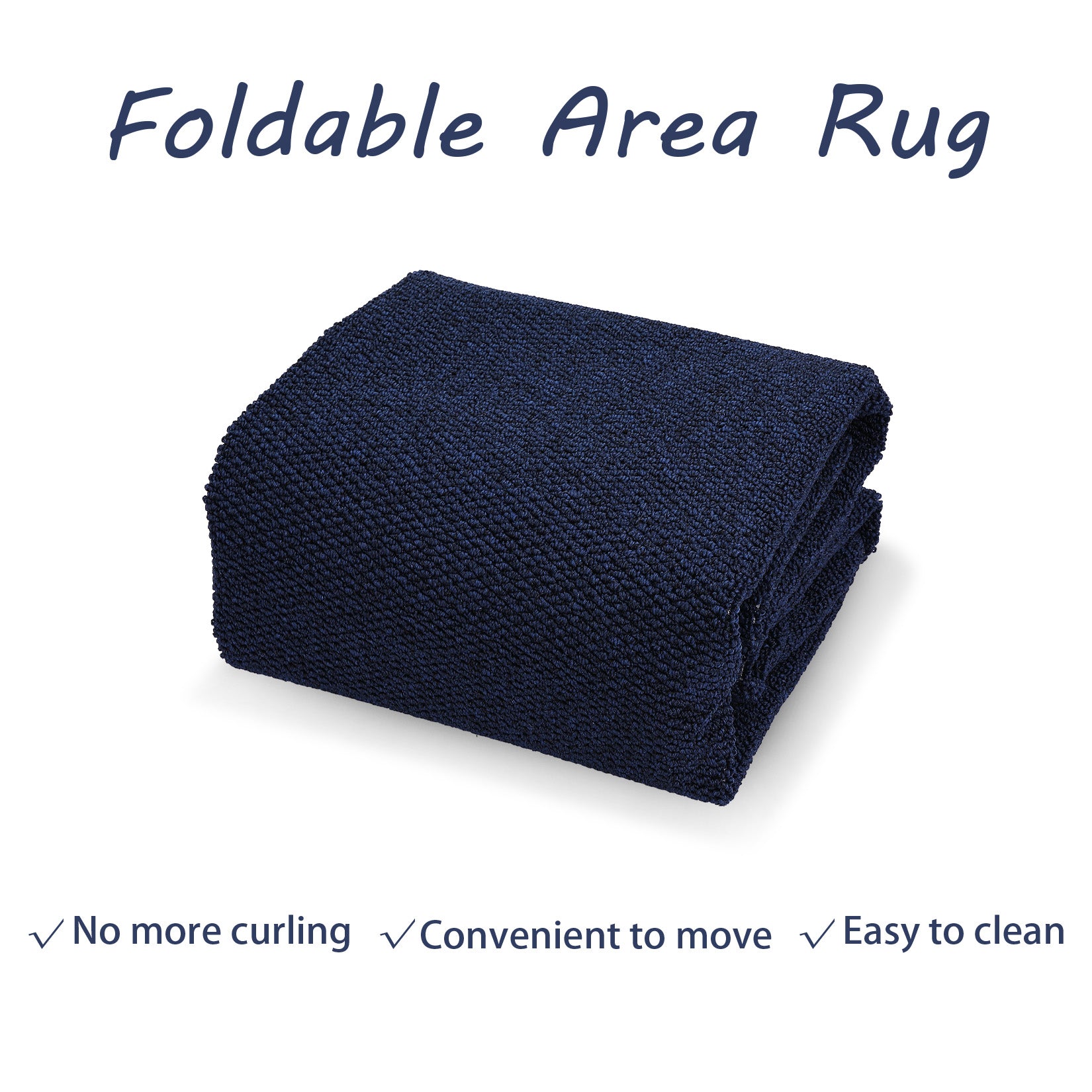 Garvee 8x10 Area Rug Modern Solid Textured Large Area Rug Machine Washable Rug for Living Room, Non-Slip Stain Resistant Accent Rug Contemporary Weaving Floor Cover Carpet for Bedroom, Navy