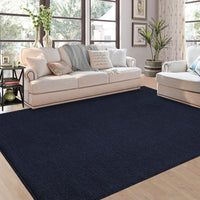 Garvee 9x12 Area Rug Modern Solid Textured Extra Large Area Rug Machine Washable Rug for Living Room, Non-Slip Stain Resistant Accent Rug Farmhouse Weaving Floor Cover Carpet for Bedroom, Navy