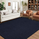 Garvee 8x10 Area Rug Modern Solid Textured Large Area Rug Machine Washable Rug for Living Room, Non-Slip Stain Resistant Accent Rug Contemporary Weaving Floor Cover Carpet for Bedroom, Navy - Navy Blue