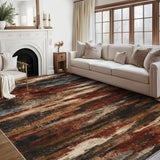 Garvee Abstract Multi/Red 10x13 Large Area Machine Washable Rug, Modern Pearl Velvet Carpet, Non-Slip Foldable Soft Rug, Indoor Abstract Rug for High Traffic Areas In Living Room, Bedroom - Multi/Red