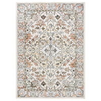 Garvee Vintage Floral Washable Area Rug, Beige 10x13 Non Slip Low Pile Rug for Living Room and Bedroom, Kid and Pet Friendly