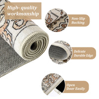 Garvee Vintage Floral Washable Area Rug, Beige 5x7 Non Slip Low Pile Rug for Bedroom and Nursery, Kid and Pet Friendly