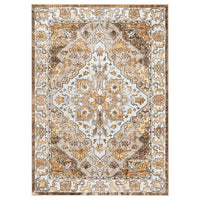 Garvee Vintage Floral Washable Area Rug, Camel 5x7 Non Slip Low Pile Rug for Bedroom and Nursery, Kid and Pet Friendly