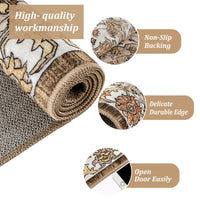 Garvee Vintage Floral Washable Area Rug, Camel 5x7 Non Slip Low Pile Rug for Bedroom and Nursery, Kid and Pet Friendly