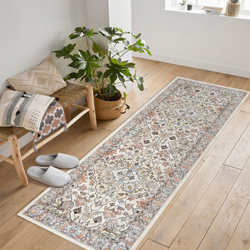 Garvee Vintage Floral Washable Runner Rug, 2x6 Non Slip Low Pile Hallway and Entryway Rug, Kid and Pet Friendly