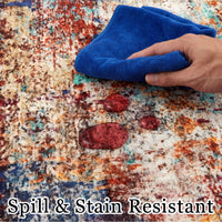 Garvee Modern Abstract Boho Washable Area Rug High-Traffic Areas Living Room Bedroom Kitchen Dining Mul 5x7