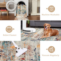Garvee Modern Abstract Boho Washable Area Rug High-Traffic Areas Living Room Bedroom Kitchen Dining Mul 5x7