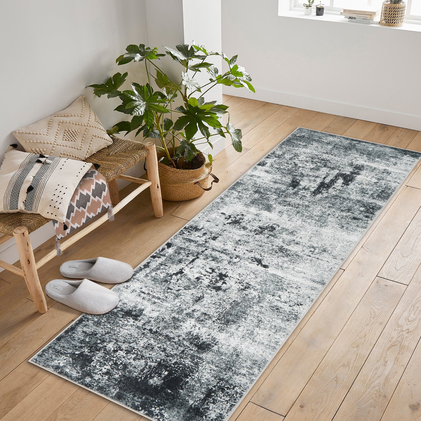 Garvee Modern Abstract Boho Washable Area Rug High-Traffic Areas Living Room Bedroom Kitchen Dining Grey 2x6