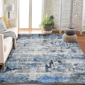Garvee Modern Abstract Boho Washable Area Rug High-Traffic Areas Living Room Bedroom Kitchen Dining Blue 10x13
