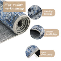 Garvee Modern Abstract Boho Washable Area Rug High-Traffic Areas Living Room Bedroom Kitchen Dining Blue 2x6