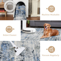 Garvee Modern Abstract Boho Washable Area Rug High-Traffic Areas Living Room Bedroom Kitchen Dining Blue 2x6