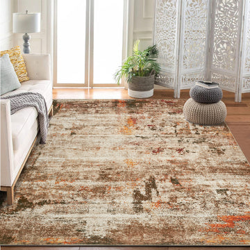 Garvee Modern Abstract Boho Washable Area Rug High-Traffic Areas Living Room Bedroom Kitchen Dining Camel 10x13
