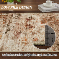 Garvee Modern Abstract Boho Washable Area Rug High-Traffic Areas Living Room Bedroom Kitchen Dining Camel 2x6