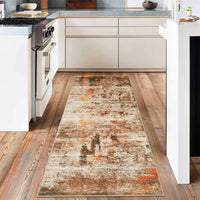Garvee Modern Abstract Boho Washable Area Rug High-Traffic Areas Living Room Bedroom Kitchen Dining Camel 2x6