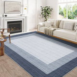 Garvee Abstract 10x13 Area Rugs for Living Room Bedroom Soft Large Washable Rugs Stain Resistant Ultra-Thin Non-Slip Modern Dining Room Rug Non-Shedding Accent Carpet for Office, Blue - Blue