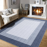 Garvee 5x7 Washable Area Rug – Modern Blue Abstract Farmhouse Rug, Stain-Resistant Non-Slip Low Pile Carpet for Living Room, Bedroom & Office - Blue