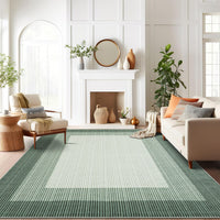Garvee 10x13 Large Green Area Rug – Modern Bordered Gradient Rug, Washable Non-Slip Low Pile Carpet for Living Room, Bedroom & Dining Room, Soft Minimalist Design