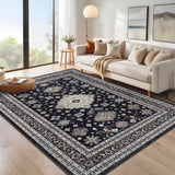 Garvee Vintage Distressed Medallion Washable Area Rug, Non-Slip Low Pile Soft Carpet for Living Room, Bedroom & Dining Room