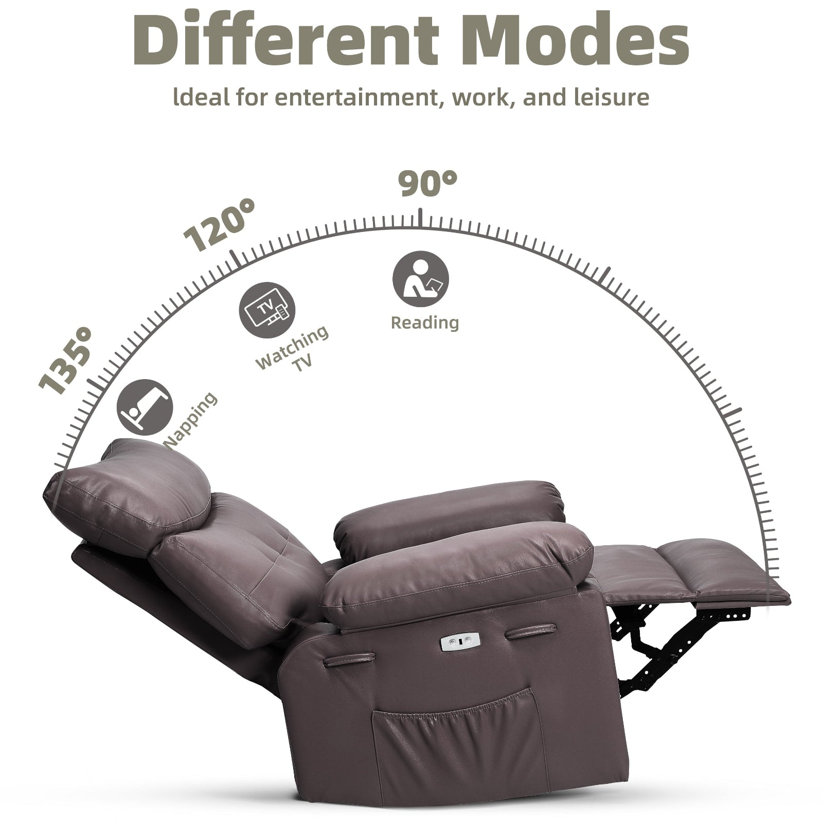 Garvee Oversized Wide Rocker Swivel Recliner Chair - PU Leather Manual Recliner for Adults, Large Nursery Chair Lazy Recliner with Comfort Arm and Back for Living Room, Bedroom, Coffee