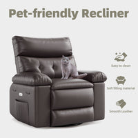 Garvee Oversized Wide Rocker Swivel Recliner Chair - PU Leather Manual Recliner for Adults, Large Nursery Chair Lazy Recliner with Comfort Arm and Back for Living Room, Bedroom, Coffee