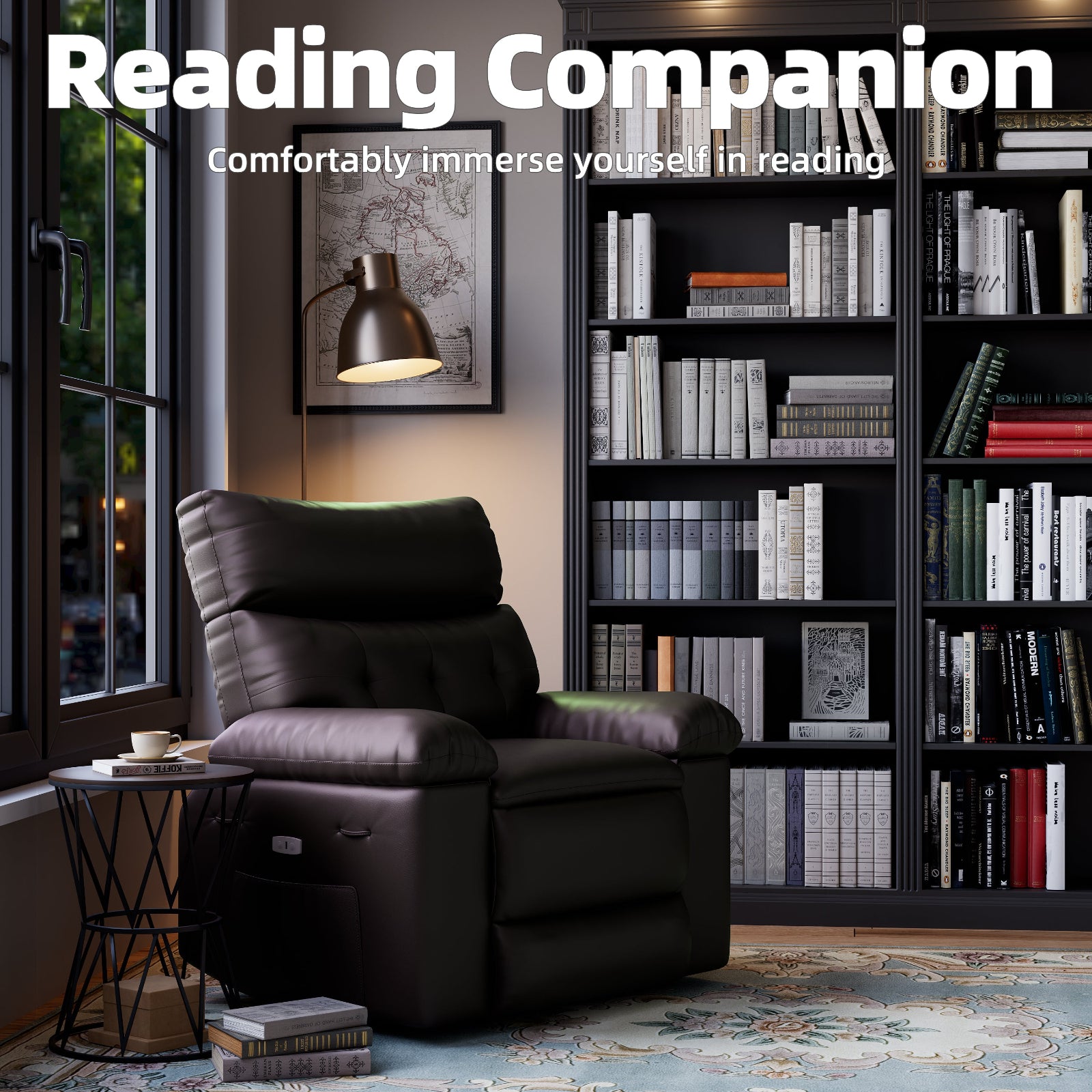 Garvee Oversized Wide Rocker Swivel Recliner Chair - PU Leather Manual Recliner for Adults, Large Nursery Chair Lazy Recliner with Comfort Arm and Back for Living Room, Bedroom, Coffee