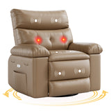 Garvee Oversized Recliner Chairs with Heat and Massage - 360° Swivel Lazy Boy Recliner Chair for Adults- Manual Rocking Chair with Cup Holder for Living Rooms, Bedrooms, and Nurseries - Tan - Tan