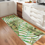 Garvee 2x6 Tropical Leaf Runner Rug Washable Non Slip Runner Low Pile Non Shedding Floor Carpet, Soft Thin Runner, Modern Botanical Runner, Green Hallway Runner for Kitchen, Laundry Room - Green