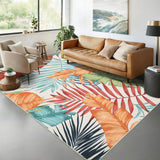 Garvee Large Area Rug 10x13 Tropical Palm Leaf Rug Modern Botanical Floor Carpet, Washable Thin Rug, Non Shedding Non Slip Rug, Soft Low Pile Rug, Colorful Rug for Living Room, Bedroom, Office - Multicolor