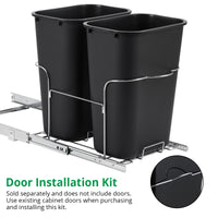 Garvee 2×35QT Garbage Waste Recyling Bin with Full Extension Slides, Space-Saving Design, Eco-Friendly Waste Management, Multi-Purpose Bins, Pullout Trash Can for Under Kitchen Cabinets, Black