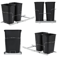 Garvee 2×35QT Garbage Waste Recyling Bin with Full Extension Slides, Space-Saving Design, Eco-Friendly Waste Management, Multi-Purpose Bins, Pullout Trash Can for Under Kitchen Cabinets, Black