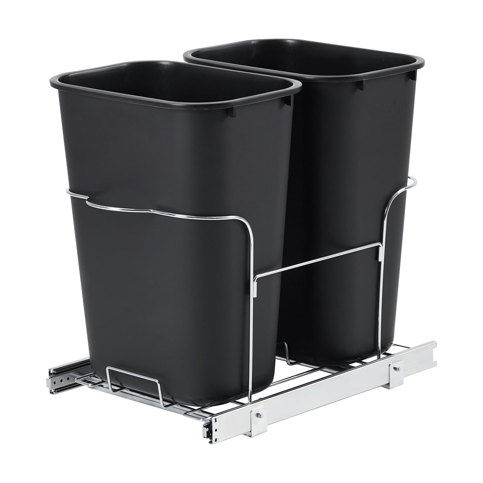 Garvee 2×35QT Garbage Waste Recyling Bin with Full Extension Slides, Space-Saving Design, Eco-Friendly Waste Management, Multi-Purpose Bins, Pullout Trash Can for Under Kitchen Cabinets, Black
