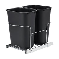 Garvee 2×35QT Garbage Waste Recyling Bin with Full Extension Slides, Space-Saving Design, Eco-Friendly Waste Management, Multi-Purpose Bins, Pullout Trash Can for Under Kitchen Cabinets, Black