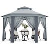 Garvee 13'x13' Hexagonal Pop-Up Gazebo Tent with Mosquito Netting - 6-Sided Instant Outdoor Canopy, Sun Shelter Pavilion for Patio, Light Grey & Dark Grey