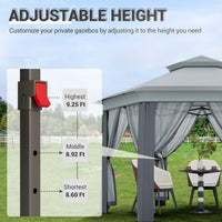 Garvee 13'x13' Hexagonal Pop-Up Gazebo Tent with Mosquito Netting - 6-Sided Instant Outdoor Canopy, Sun Shelter Pavilion for Patio, Light Grey & Dark Grey