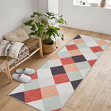 Garvee Geometric Checkered Multicolor 2x6 Runner Rug, Non Slip Washable Checkerboard Carpet for Hallway, Entryway & Laundry Room Indoor - Multicolor